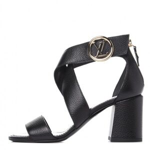 Authentic Louis Vuitton Calfskin Horizon Black Heel Sandals 36/ US6 w/COA